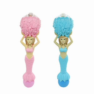 Outdoor toy battery operated plastic hand held soap blowing bubble gun for kid mermaid bubble stick