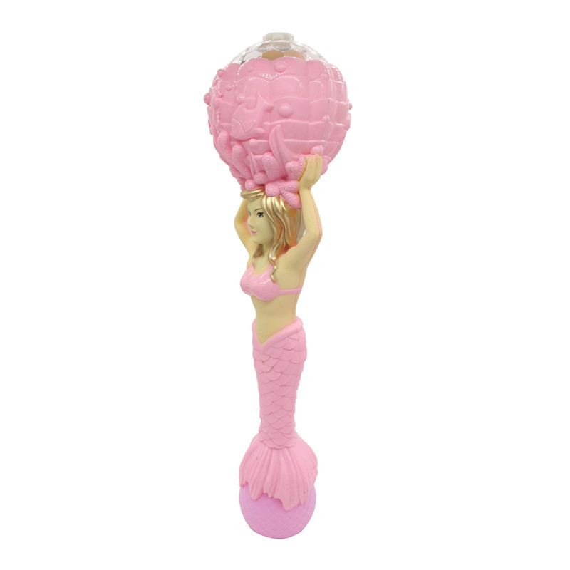 Outdoor toy battery operated plastic hand held soap blowing bubble gun for kid mermaid bubble stick