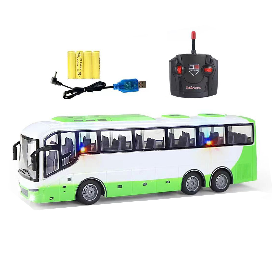 1:30 four way rc bus car toys police school remote control bus model car with light