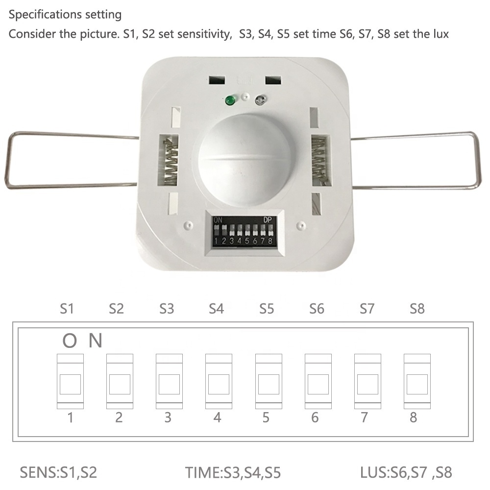 5.8G Microwave Motion Sensor Recessed Flush Ceiling Mounted Light Switch