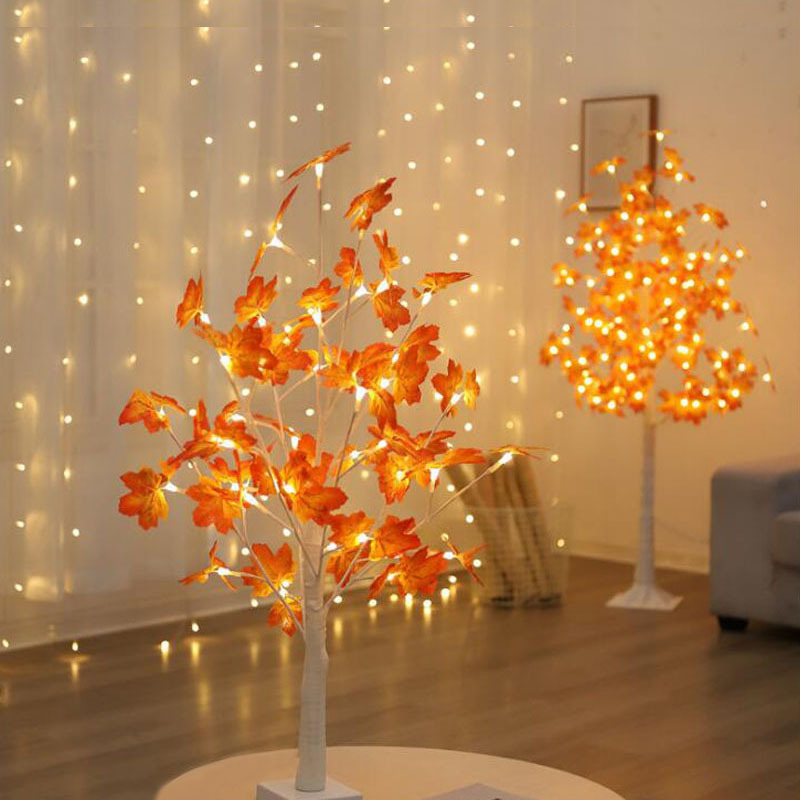 Festival room party wedding holiday table decoration light up simulate artificial maple leaves bonsai branch led tree light