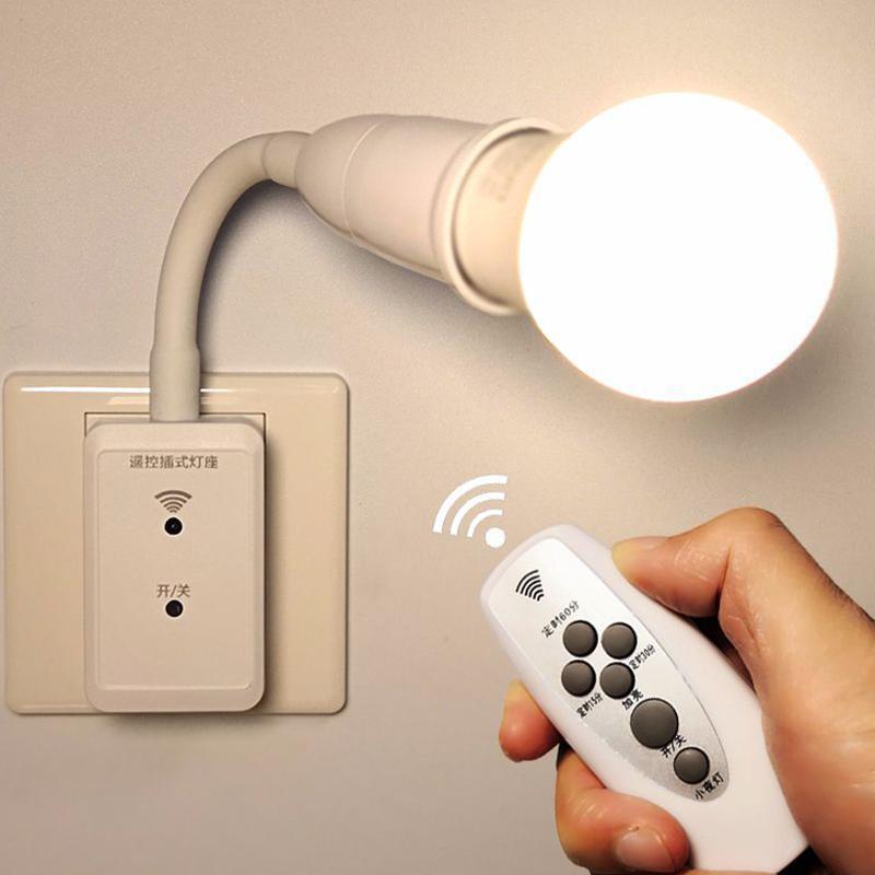 LED Bulb Remote Control Plug Lamp Holder Wireless Smart Light Bulb Base Socket Cap Switch for Night Light Bedside Lamp