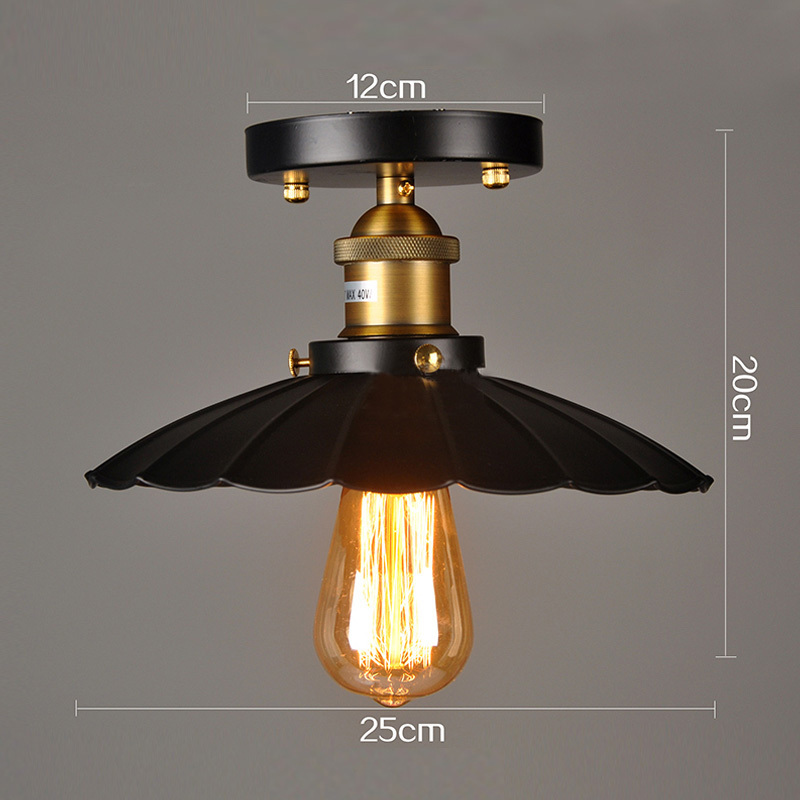 E27 E26 25cm Diameter 110V 220V Ceiling Light Lamp Base Vintage Ceiling Lamp fixture retro kitchen Edison simple lamp shades