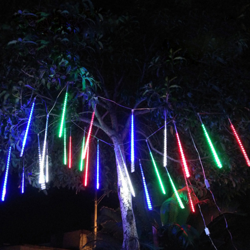 Waterproof EU Plug Garland 8 Tubes LED Meteor Shower Rain string light 50cm 30cm Icicle Snowfall Xmas decoration