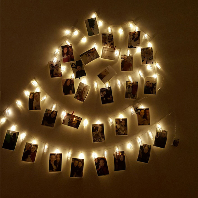 2M 20Leds Indoor Led Photo Clip Fairy String Lights For Hanging Photos Pictures Cards and Memos