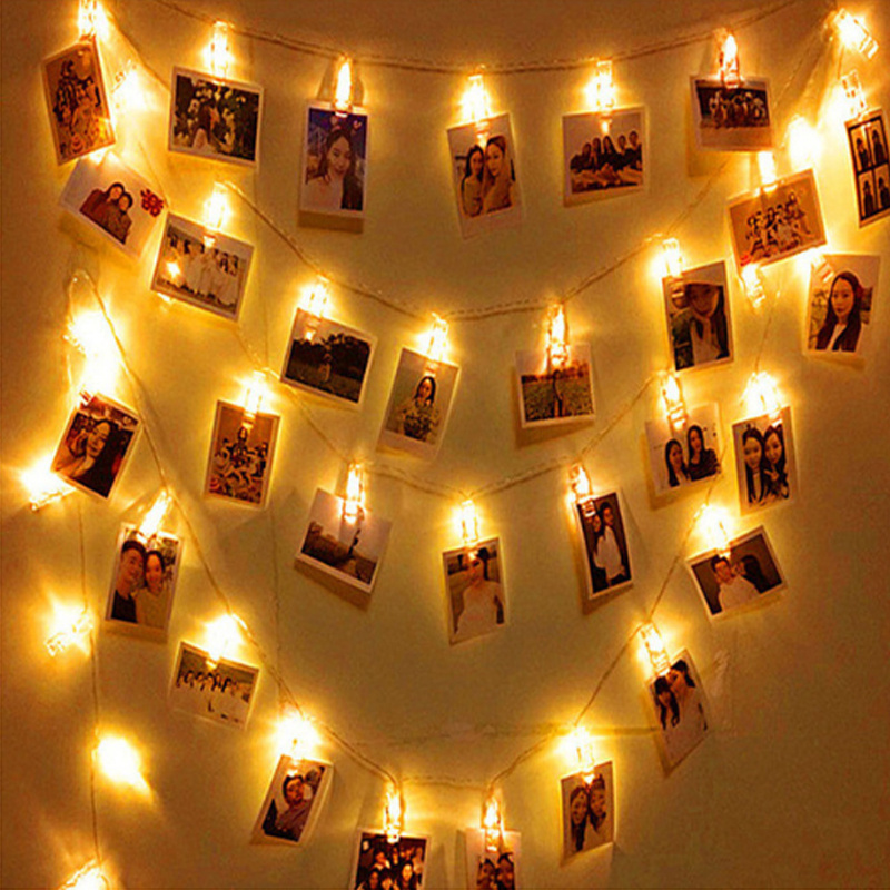 2M 20Leds Indoor Led Photo Clip Fairy String Lights For Hanging Photos Pictures Cards and Memos