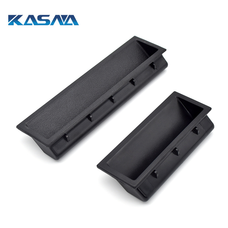 Plastic Pulls Insert Hidden Handles for Cabinet Sliding Closet Door Cupboard Black Tone Recessed  Pull Handle