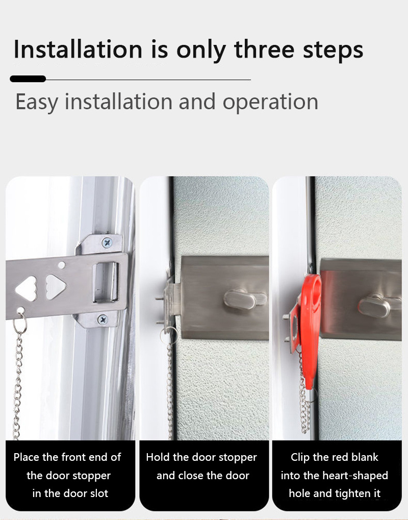 Portable Solid Heavy Duty Safety Door Lock  for Additional Privacy and Safety in Hotel,Apartment etc