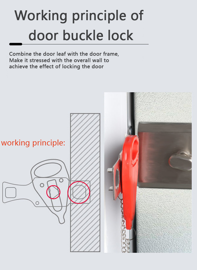 Portable Solid Heavy Duty Safety Door Lock  for Additional Privacy and Safety in Hotel,Apartment etc