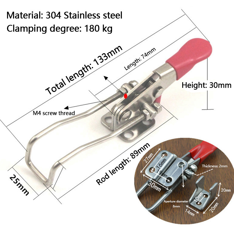 Latch Catch Toggle Quick Clamp 304 Stainless Steel Adjustable Hasp Lock for Home Sliding Door