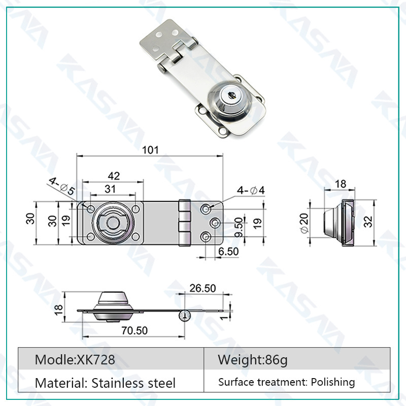 Stainless steel Keyed Locking Hasp for Small Doors Door Lock Latch with Padlock