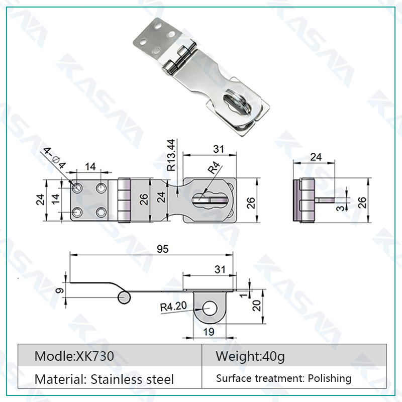 Stainless steel Keyed Locking Hasp for Small Doors Door Lock Latch with Padlock