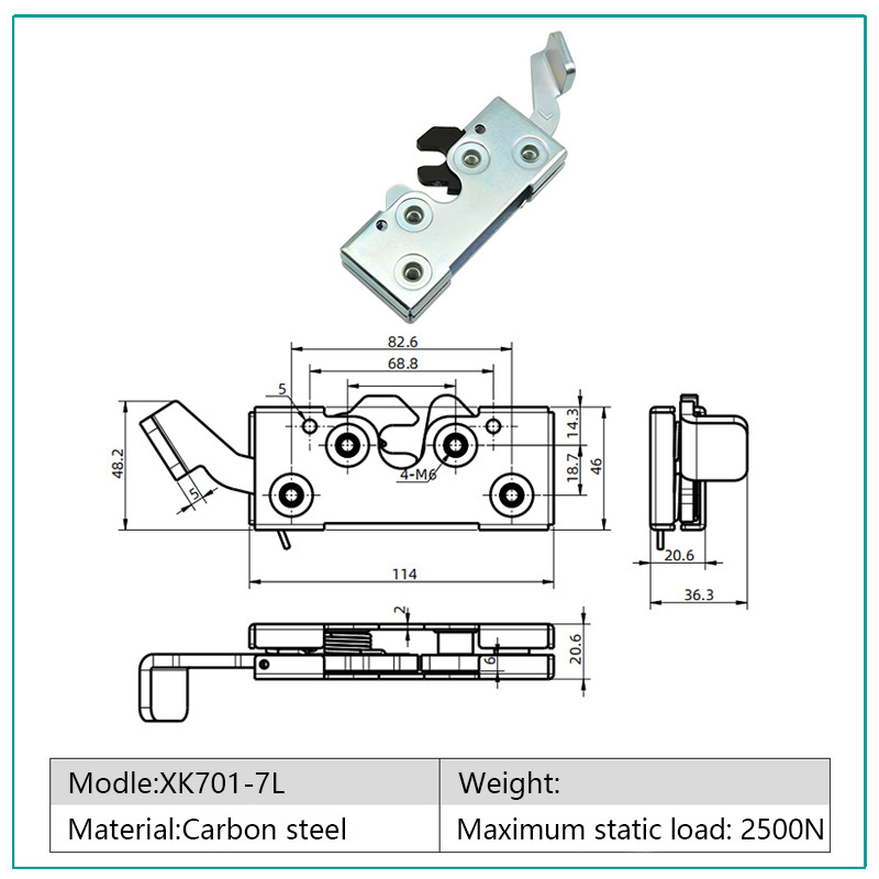 Heavy Load Impact Door Latch Lock Excavator Cover Plate Reverse Buckle Cable Drive Door Lock