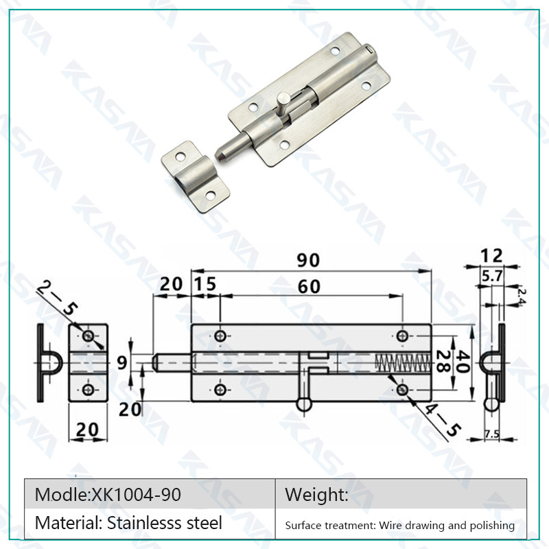 Furniture Door Bolts 3.5 Inch Stainless Steel Locks Sliding Door Chain Latch For Gate Security Hardware