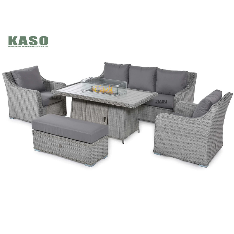 Sofa Chair And Table Fire Pit Dining Set Large Garden Rattan Modern Aluminum 4 Piece Outdoor Patio Furniture Sets