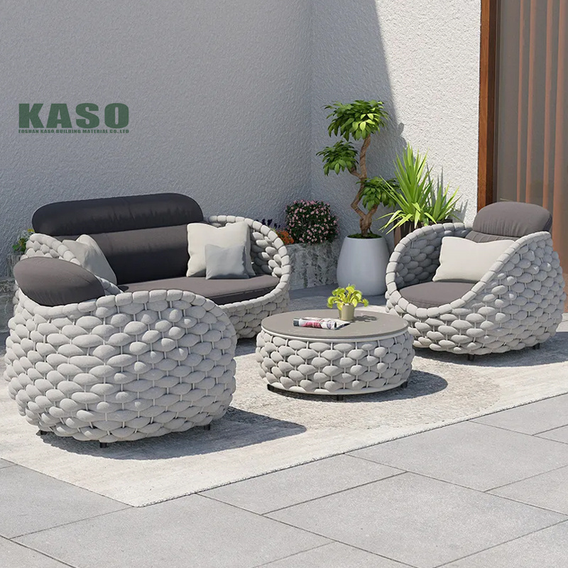 Woven Sofa Set Out Door Sectional Teak Garden Sofa Polyester Weave Grey Patio Nautica Lounge Weaved Rope Outdoor Furniture