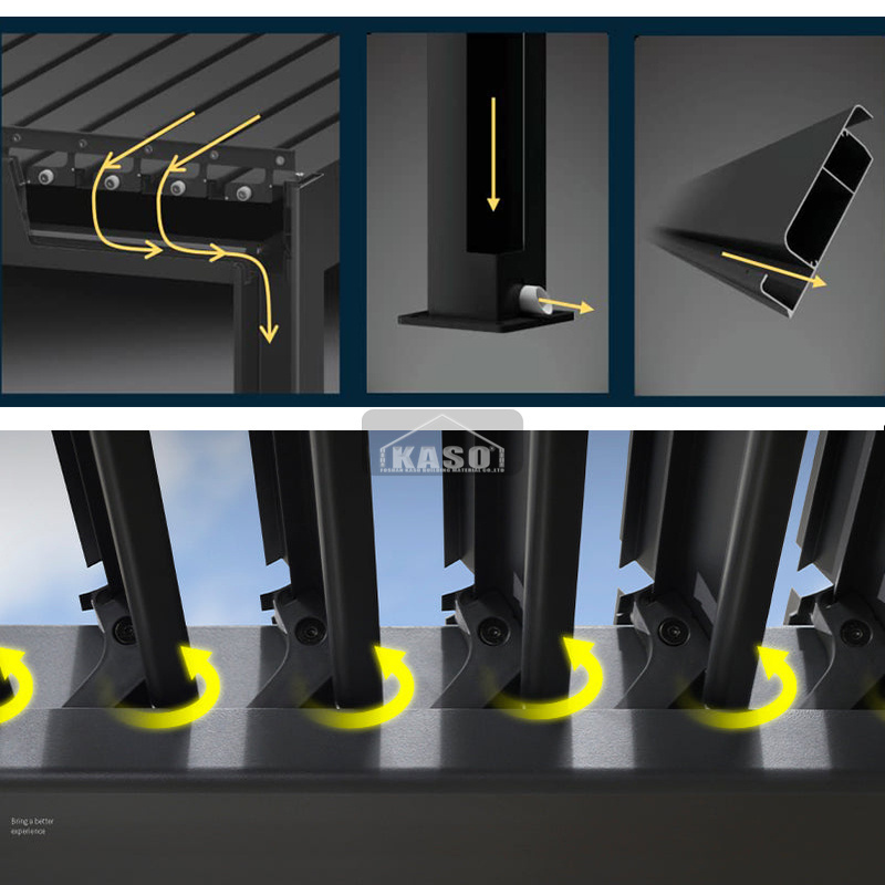 6X3 4X4 3X4 Wall Mounted Louvered Patio Gazebo Aluminum Parts Manual Pergola Outdoor Pergola Bioclimatic Modular Pergola