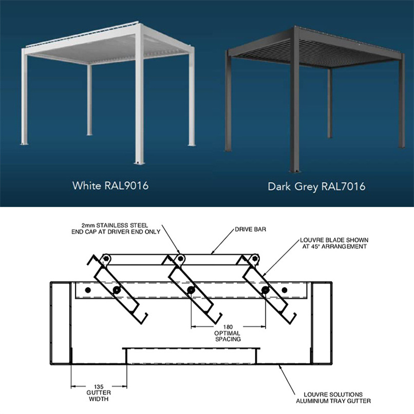 Outdoor Pergola Gazebo Outdoor Aluminum Restaurant Pergola System Bioclimatic Retractable Pergola