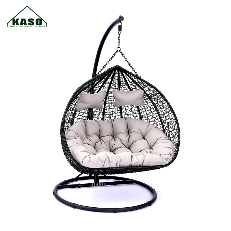 Patio Swing With Stand Outdoor Furniture Set Kids Adults Garden Relax Hammock Double Wicker Rattan Hanging Egg Swing Chair