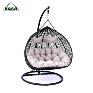 Patio Swing With Stand Outdoor Furniture Set Kids Adults Garden Relax Hammock Double Wicker Rattan Hanging Egg Swing Chair