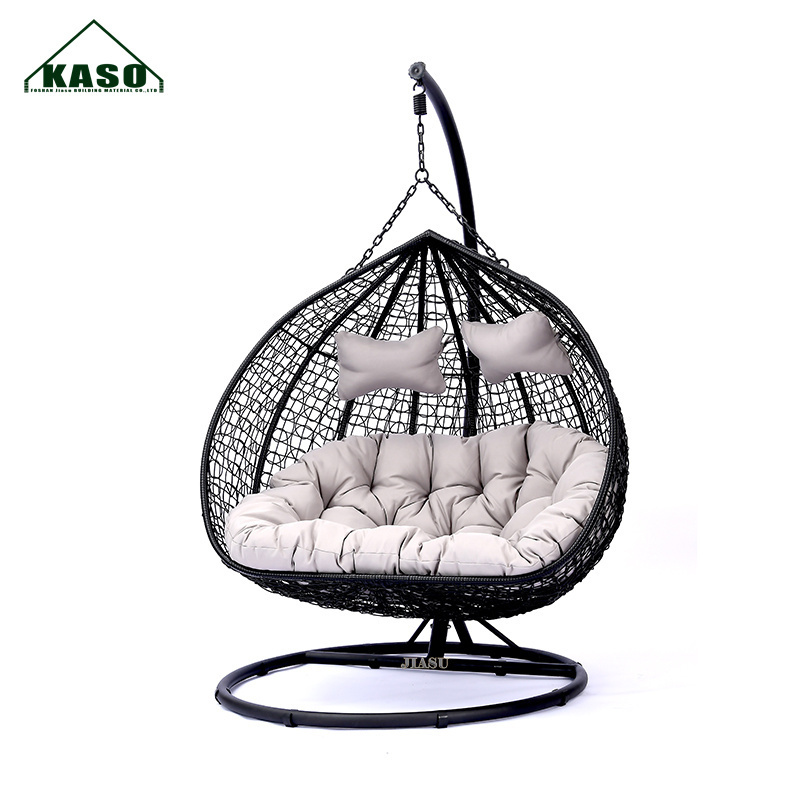 Indoor Outdoor Garden Balcony Relax Rattan Double 2 Person Seat Hammock With Stand Hanging Egg Patio Swing