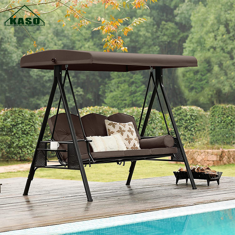 Swings Wooden Chair Outdoor Seat Zero Gravity 3 Seater Cushioned Heavy Duty Patio Swing With Canopy