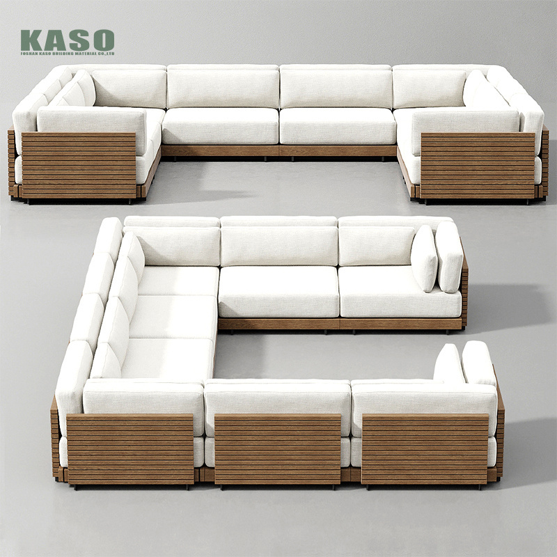 Hotel Luxury Modern Garden Sofa Set Corner Furniture Rope Wooden Patio Couch Sectional Teak Aluminum Waterproof Outdoor Sofa