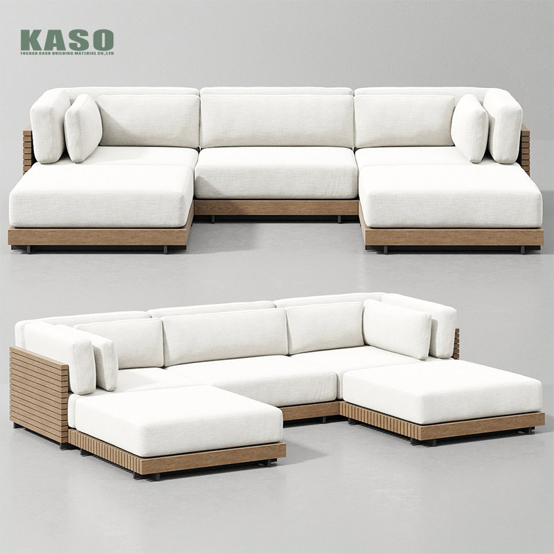 Hotel Luxury Modern Garden Sofa Set Corner Furniture Rope Wooden Patio Couch Sectional Teak Aluminum Waterproof Outdoor Sofa