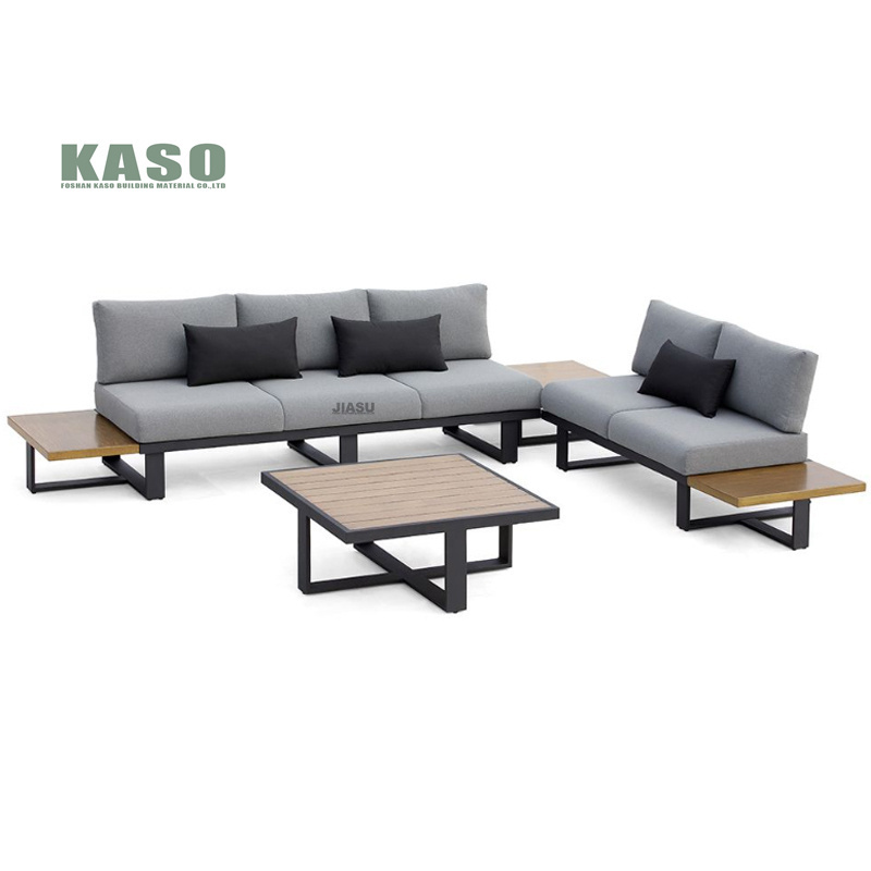 Aluminium Rattan Garden Set Modern Teak Furniture Fire Pit Aluminum Table Cushion Natural Wicker Luxury Outdoor Sofa