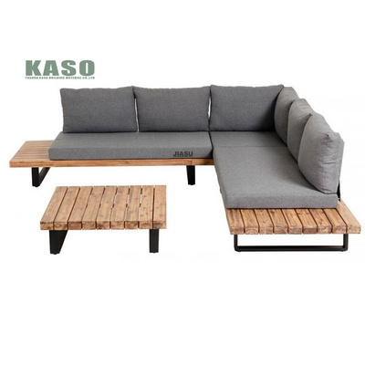 Aluminium Rattan Garden Set Modern Teak Furniture Fire Pit Aluminum Table Cushion Natural Wicker Luxury Outdoor Sofa