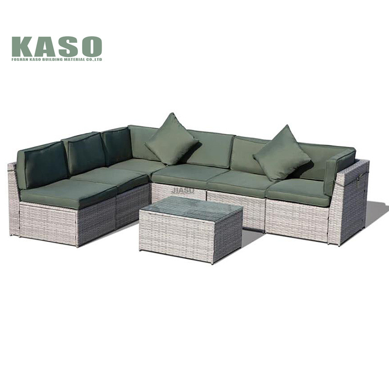 Outdoor Deep Seating Sectional Style Sofa Teak Garden Table Set Wood Design Fire Pit Patio Modern Rattan Furniture