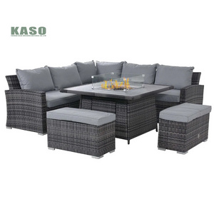 4 Pieces Garden Sofa Set Luxury Modern Cafe Hotel Pe Rattan Patio Furniture Fire Pit Outdoor Furniture Set