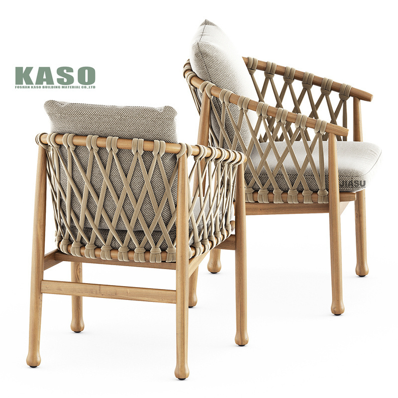 Modern Luxury Outdoor Furniture Patio Chair Table Set Wooden Dinning Aluminum Restaurant Rope Teak Wood Outdoor Garden Chair