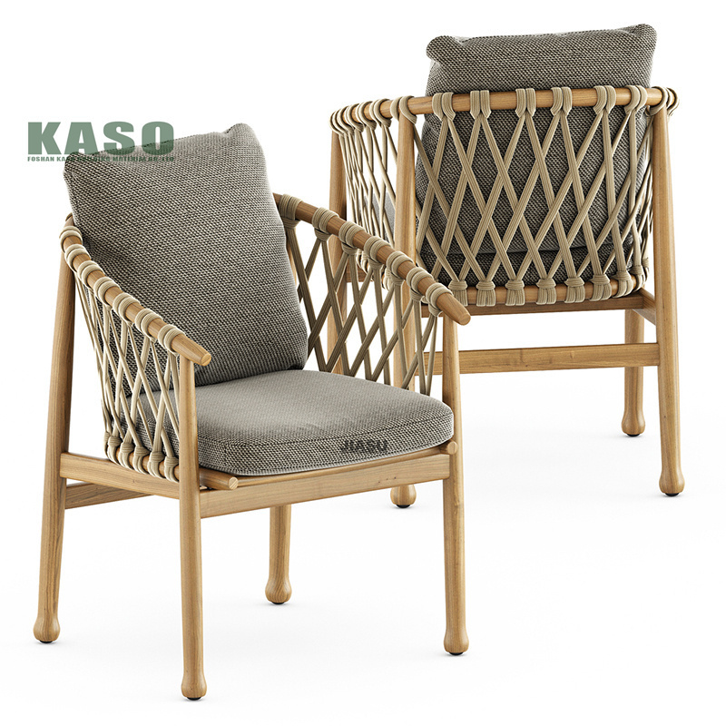 Modern Luxury Outdoor Furniture Patio Chair Table Set Wooden Dinning Aluminum Restaurant Rope Teak Wood Outdoor Garden Chair