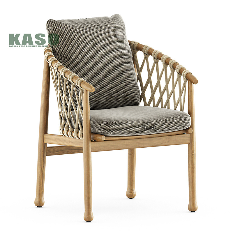 Modern Luxury Outdoor Furniture Patio Chair Table Set Wooden Dinning Aluminum Restaurant Rope Teak Wood Outdoor Garden Chair