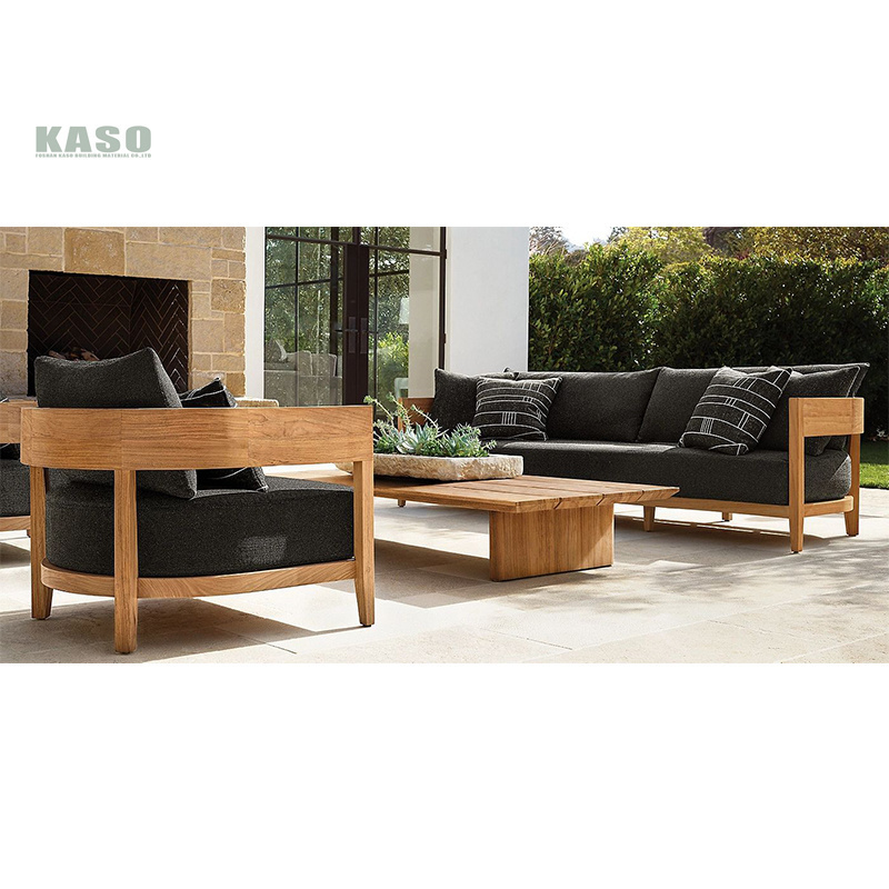 Luxury Outdoor Lounge Set Rattan Sectional Modern Wood Patio Furniture Modular Furniture Set Backyard Teak Garden Sofa