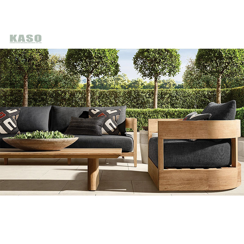 Luxury Outdoor Lounge Set Rattan Sectional Modern Wood Patio Furniture Modular Furniture Set Backyard Teak Garden Sofa