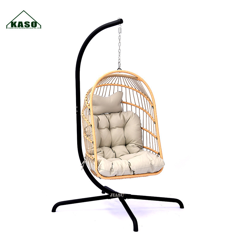 Factory Outdoor Frame Indoor Patio Papasan With Cushion Rattan Wicker Hanging Egg Swing Chair