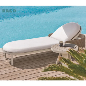 Outdoor Hotel Luxury Teak Wood Garden Modern Chaise Rope Aluminium Sun Bed Rattan Sun Lounger Villa Swimming Pool Deck Chair