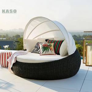 Patio Garden Furniture Rope Round Sun Bed Egg Canopy Daybeds Carbana Set Aluminum Rattan Exterior Swimming Pool Outdoor Daybed