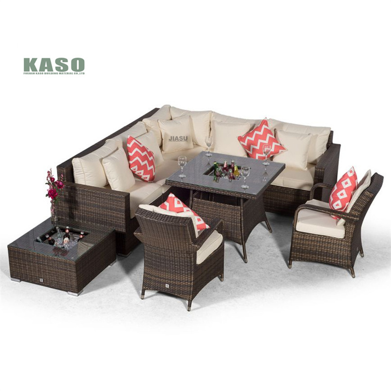 All Weather Steel Frame Outdoor Wicker Sofa Set Patio Garden Rattan Furniture Harbo Sofa