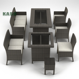 10 Seat Chair Table Seater Bench Garden Luxury Furniture Sets Modern Aluminum Patio Brown Foshan Hotel Wicker Outdoor Dining Set