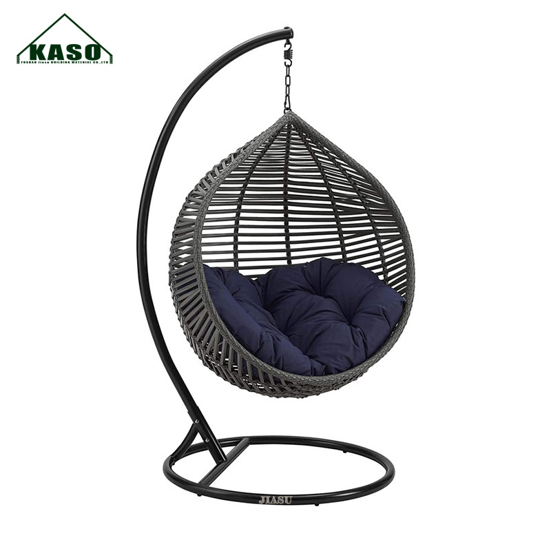 Swing Chair with Stand Legs Kids Swinging Black Modern Garden Outdoor Furniture Rattan Hanging Egg Chair