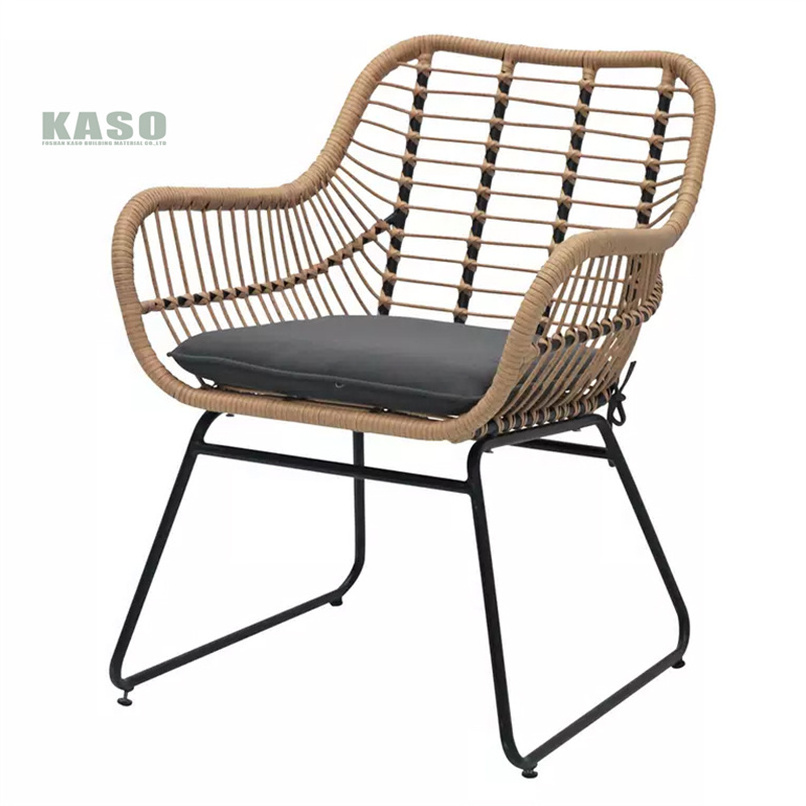 Outdoor Indoor Furniture Garden Set 3 Pieces Rattan Acapulco Chair Egg Chair With Glass Table