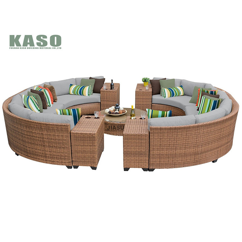 Hot Sale Rattan Leisure Round Curved Modern Outdoor Set Aluminium Luxury Semi Circle Garden Furniture