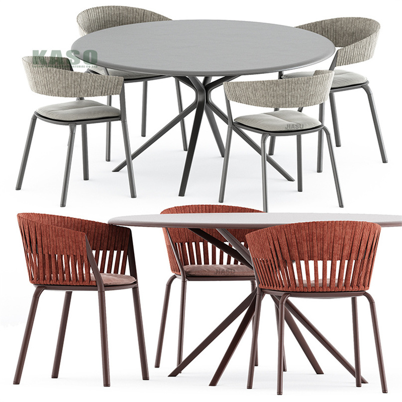 Circular Tables Metal Restaurant Dining Patio Pool Garden Furniture Teak Wood Outside Bench Modern Round Outdoor Table And Chair