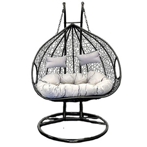 Patio Living Room Furniture Rattan Chair Egg Metal Stand Shaped Indoor Daybed Nest Hanging Garden Swing Chairs