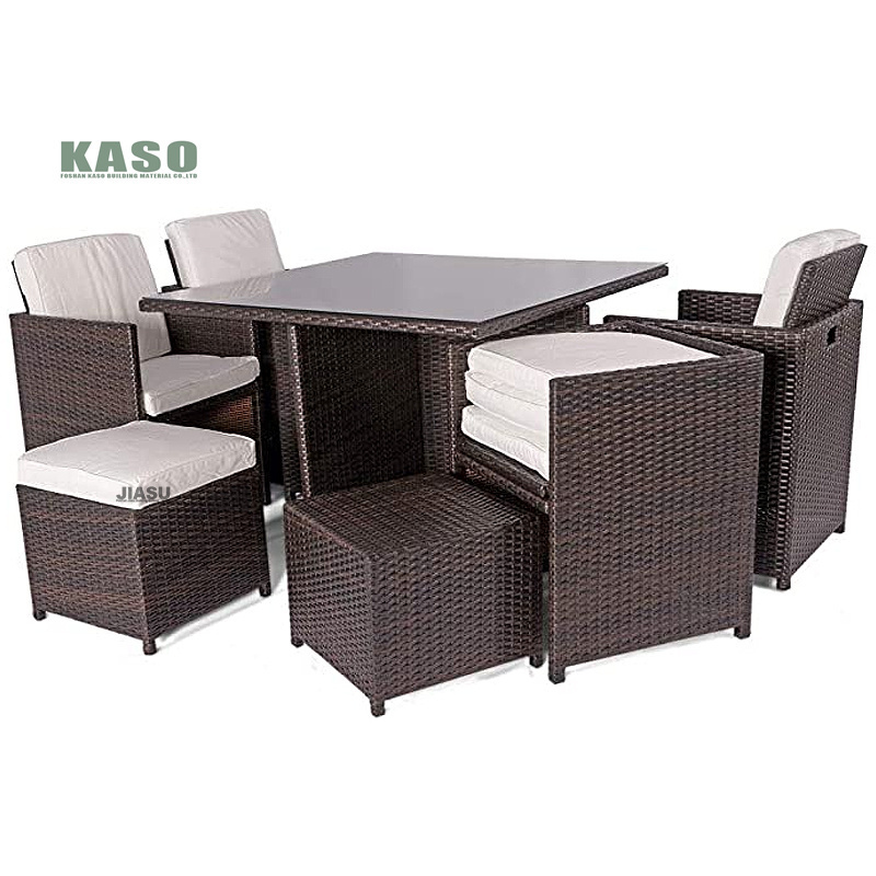 7 Pieces Restaurant Furniture Set Wicker Rattan Garden Outdoor Patio Furniture For Dining