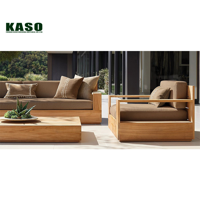 Furniture Sectional Modern Patio Set Wooden Outdoor Modular Couch Backyard Lounge Outdoor Garden Sofa Teak Wood Sofa