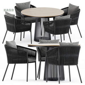 Rattan Chair Cafe Teak Table Garden Aluminium Chairs Aluminum Wood Pool Furniture Tables 2 In 1 Modern Outdoor Dining Set